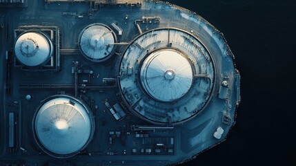 Aerial View of Industrial Facility with Circular Structures