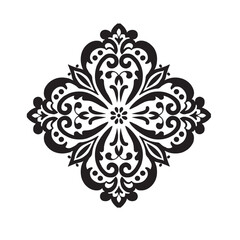 Detailed Floral Ornament in Black and White