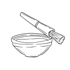 Doodle BBQ sauce bowl vector icon.Black vector icon isolated on white background bottle sauce.