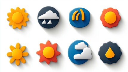 Bright and Colorful Weather Icons for Digital Applications