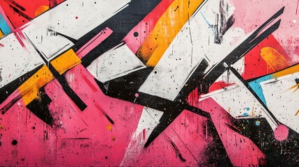 Fototapeta premium Abstract Graffiti Art Featuring Bold Geometric Shapes and Vibrant Colors