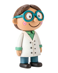a clay Cute, Forensic Scientist, happy and smile, isolated on a transparent background