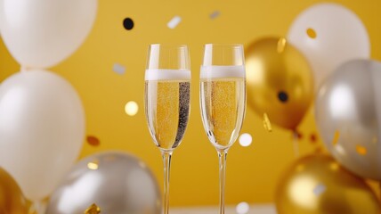 Celebrate with elegance and joy as two champagne flutes clink in a toast to special moments and cherished memories.