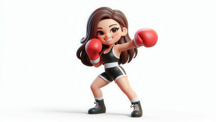 Boxing action figure creative studio digital art minimalist background playful concept