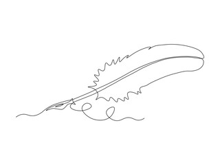 Abstract antique ink pen for writing, continuous single one line art hand drawing sketch logo