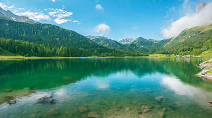 lake and mountains