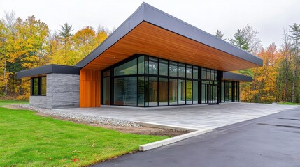 Modern Architectural Design of a Stylish Building Surrounded by Nature