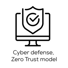 Cyber Defense Zero Trust Icon - Shield with Checkmark Representing Zero Trust Security Model
