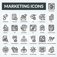 marketing vector line icon set