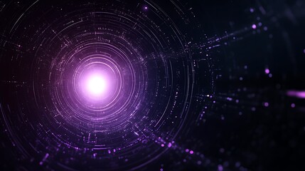 Obraz premium Abstract Purple Light Concentric Circles Digital Tunnel
