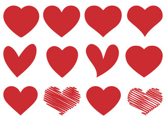 Heart, love, romance red hearts. Heart vector icons. Red heart love symbol isolated editable vector. Vector hearts for Christmas gifts, Valentine's Day, birthday. Simple trendy cute symbol. Soul, core