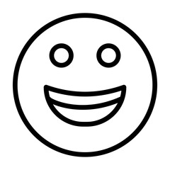 Grinning Face Vector Line Icon Design