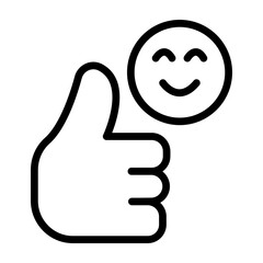 Thumbs Up Badge Vector Line Icon Design