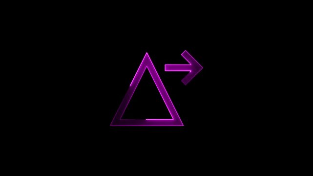 Glowing Triangle on transparency background.Abstract Key Door open Light out technology and with neon triangles.frame in the shape of a triangle, light neon glow, energy, smoke, footage portal Abstrac