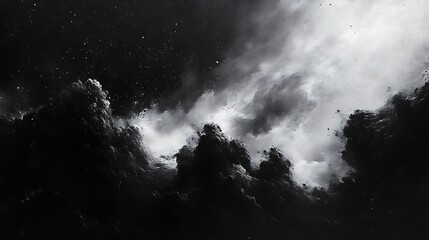 Abstract Monochromatic Mountainscape Under a Starry Sky