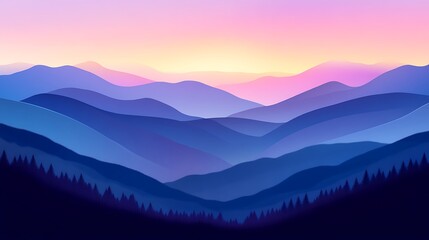Obraz premium Serene Sunset Over Blue Mountain Ranges