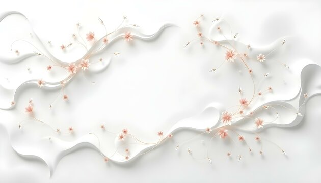 Ethereal Wedding Invitation Card Template: Abstract 3D Design art flow white decor event  