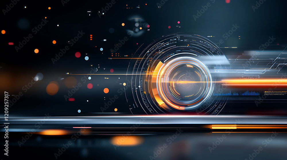 Poster dynamic technological motion digital environment abstract graphics futuristic design close-up view i