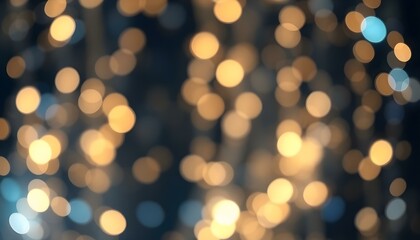 Fototapeta premium Shimmering Glitter Lights: Ethereal Blue, Gold, Black Abstract Background dark shine night