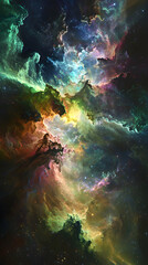 Obraz premium Abstract Background - Cosmic Nebula, Stars, Galaxy, Space, Colorful, Dust, Universe, Clouds, Celestial, Night Sky