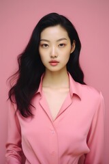 Fototapeta premium A chinese woman in a wearing pink clothing portrait fashion adult