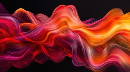 Fototapeta premium Dynamic waves of smoke swirling in vibrant motion, with fiery hues of red, orange, and yellow blending together in a chaotic yet harmonious explosion of texture.
