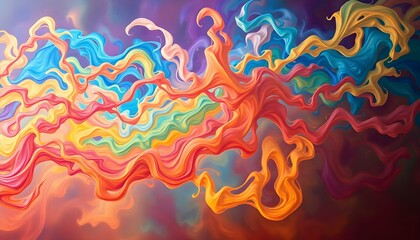 Fototapeta premium Ethereal Whirlwinds: A Symphony of Chaotic Beauty in Vibrant Hues art void fluid colors 
