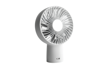 Portable fan provides cool breeze during warm summer days at home or office isolated on transparent background