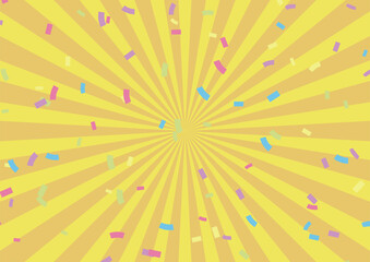 カラフルな紙吹雪とサンバーストの背景素材