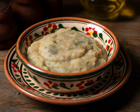 A ceramic bowl brimming with Sarmi, a traditional Bulgarian dish of vine leaves stuffed with a savory mixture of rice and meat.