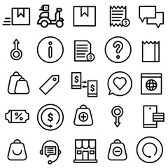 E-Commerce icon set. Online shopping line icon collection. Vector illustration