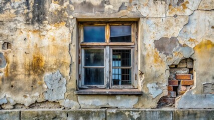 Obraz premium A weathered window in a decaying building, showcasing the passage of time and the resilience of architecture