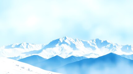 Fototapeta premium Panoramic view of snow-capped Himalayan peaks with a glacier glistening under a dramatic winter sky