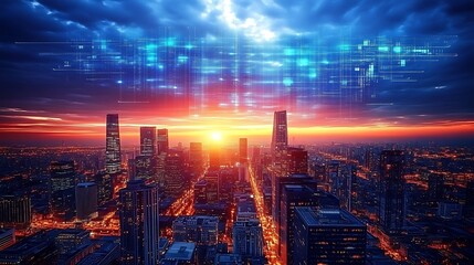 Fototapeta premium Abstract Digital Data Stream: A Visual Representation of Code and Information Flow