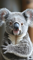 Obraz premium Photo Adorable Koala Wildlife Australia Cute Animal Nature Mammal Fur Oceania Eucalyptus Marsupial