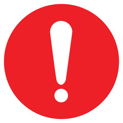 Sign attention warning error danger, red  with exclamation mark, caution accident, alarm alert