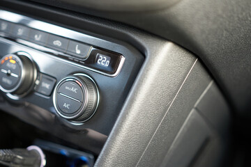 Close up of the interior of a modern car. Selective focus