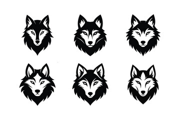 Fototapeta premium Gray Wolf (Canis lupus) mammal animal, labeled silhouette vector art illustration.