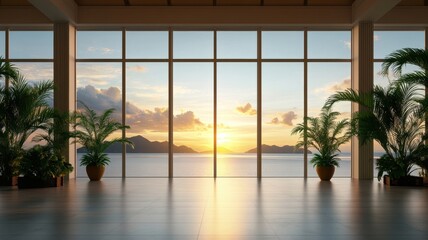 A luxurious villa with floor-to-ceiling windows offers breathtaking views and elegant living spaces for ultimate relaxation.