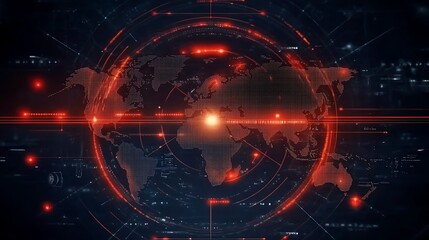 Fototapeta premium Global Network Visualization: A Futuristic World Map Display
