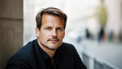 Obraz premium determined and pragmatic european professional businessman boss entrepreneur portrait in formal attire, leadership and confidence