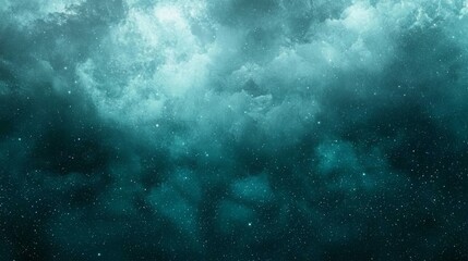 Obraz premium Teal Nebula Cosmic Clouds Starry Night Sky Background Texture