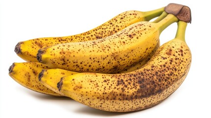 A bunch of plump, ripe bananas with speckled skins, Each fruit ready to offer a creamy texture and rich flavor
