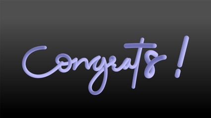 congrats! calligraphic hand drawn font isolated on black background, vector illustration. Cursive letters set, handwritten funny curves, Flat Modern design , illustration Vector EPS 10