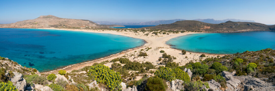 Simos beach with turquoise water in Elafonisos island, Greece