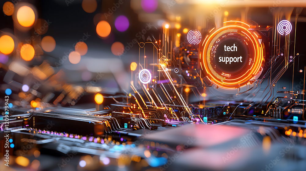Poster tech support services enhance user experience in digital environment visual content high-tech viewpo