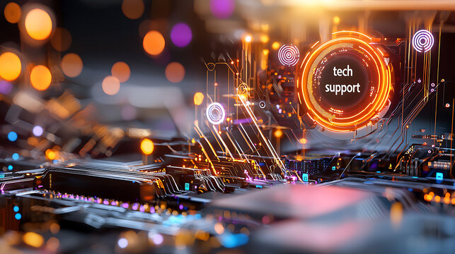 Tech support services enhance user experience in digital environment visual content high-tech viewpoint future concept