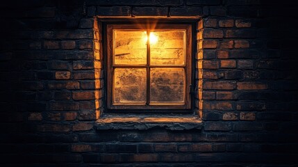 Fototapeta premium Warm Glow from a Vintage Window at Night
