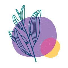 Tropical leaves with geometric shape. Colorful cute screen printing effect. Riso print. Vector illustration. Graphic element for fabric, textile, clothing, wrapping paper, wallpaper