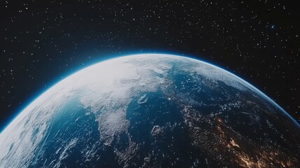 Obraz premium Stunning View of Earth from Space Planet Earth Global Perspective Night Lights Space Exploration